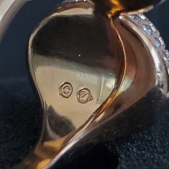 Swarovski Ring Rose Gold Pave and Faceted Crystals Size 52 US 5 1/2 Modern Bling - Picture 7 of 12